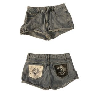 Sun & Moon Print Denim Shorts